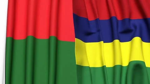 Flags of MADAGASCAR and MAURITIUS Illustrazione stock