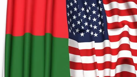 Flags of MADAGASCAR and USA Stock Illustration