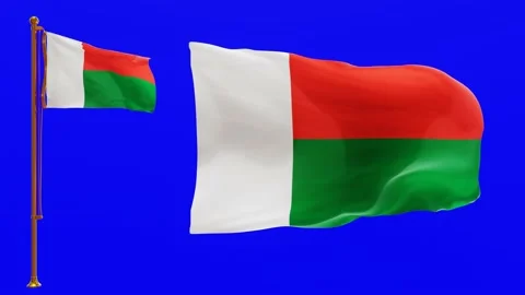 Flags of Madagascar with Green Screen Chroma Key High Quality 4K UHD 60FPS Stock Footage 143381576