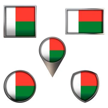 Flags of the Madagascar Icons set image Stock Illustration