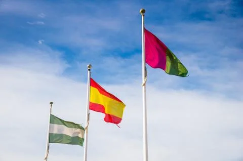 Flags in malaga, spain Stock Photos