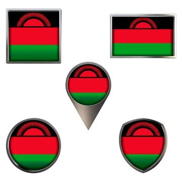 Flags of the Malawi Icons set image Stock Illustration