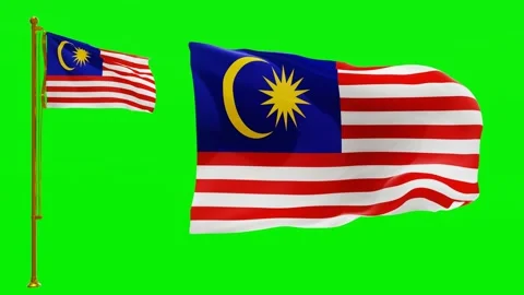 Flags of Malaysia with Green Screen Chroma Key High Quality 4K UHD 60FPS Stock Footage 143382228