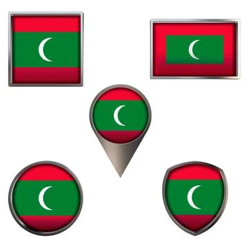 Flags of the Maldives Icons set image Stock Illustration