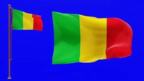 Flags of Mali with Green Screen Chroma Key High Quality 4K UHD 60FPS Video stock 143382234