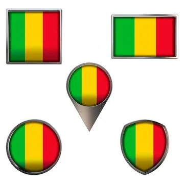 Flags of the Mali Icons set image Stock Illustration