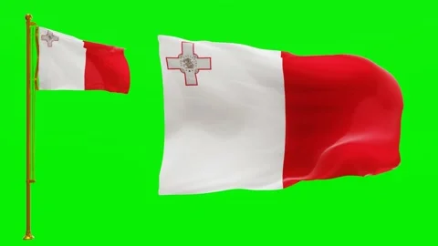Flags of Malta with Green Screen Chroma Key High Quality 4K UHD 60FPS Stock Footage 143382156