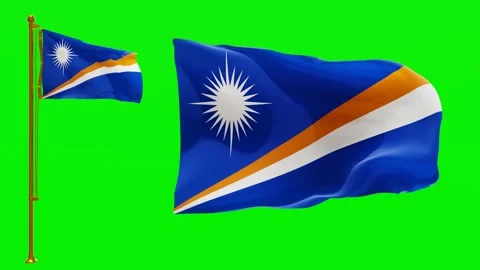 Flags of the Marshall Islands with Green Screen Chroma Key High Quality 4K 60FPS Stock Footage 143382860