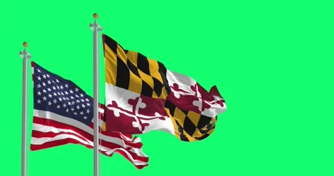 Flags of Maryland and of the United stat... | Stock Video | Pond5