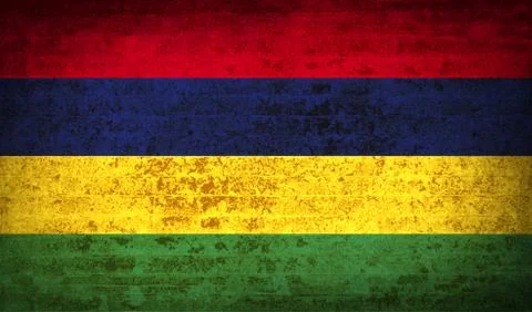 Flags Mauritius with dirty paper texture. Vector Stock Illustration