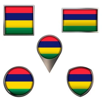Flags of the Mauritius Icons set image Stock Illustration