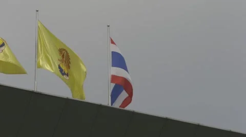 Flags at MCOT Office (Slow Motion) Stock Footage 48621699
