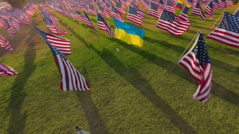 Flags in Memory A 911 Tribute Featuring FPV Drone Aerial Photography 스톡 동영상 284751908