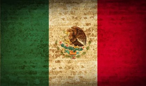 Flags Mexico with dirty paper texture. Vector Stock Illustration