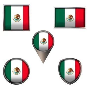 Flags of the Mexico Icons set image Stock Illustration