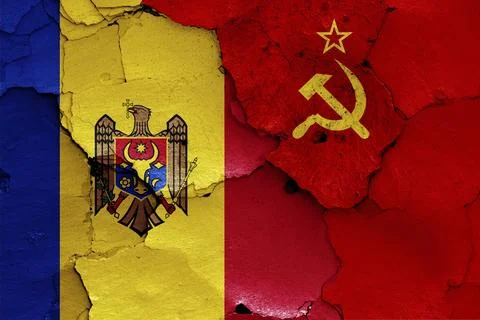Flags of Moldova and Soviet Union Stock Illustration
