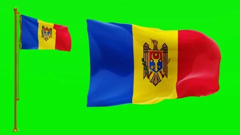 Flags of Moldova with Green Screen Chroma Key High Quality 4K UHD 60FPS Stock Footage 143382948