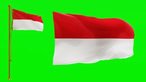 Flags of Monaco with Green Screen Chroma Key High Quality 4K UHD 60FPS Stock Footage 143537656