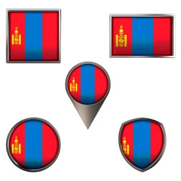Flags of the Mongolia Icons set image Stock Illustration