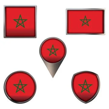 Flags of the Morocco Icons set image Stock Illustration