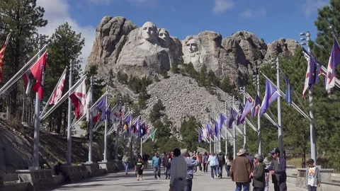 Flags, Mount Rushmore National Memorial, South Dakota, USA 스톡 동영상 262314946