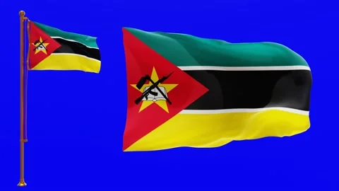 Flags of Mozambique with Green Screen Chroma Key High Quality 4K UHD 60FPS Stock Footage 143673485
