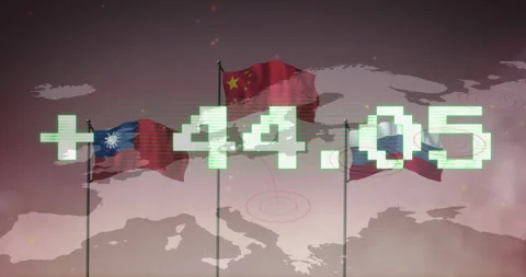 Flags of multiple countries with number animation over world map background 스톡 동영상 306509111