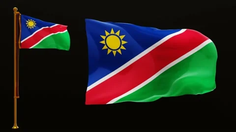 Flags of Namibia with Green Screen Chroma Key High Quality 4K UHD 60FPS Stock Footage 143674160