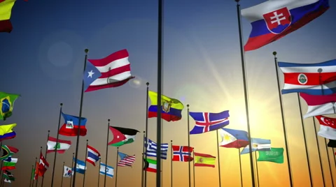 Flags Of the Nations Stock Footage 974920