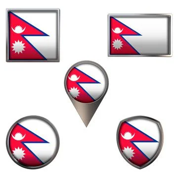 Flags of the Nepal Icons set image Stock Illustration