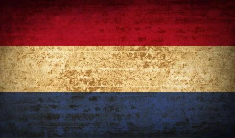 Flags Netherlands with dirty paper texture. Vector Stock Illustration