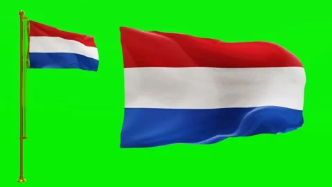 Flags of the Netherlands with Green Screen Chroma Key High Quality 4K UHD 60FPS Stock Footage 143674045