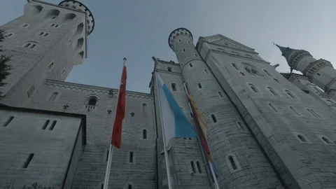 Flags of Neuschwanstein castle in Bavaria Stock Footage 126314529