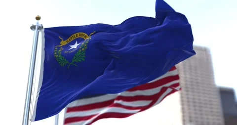 The flags of the Nevada state and United States of America waving in the wind Stock-Footage 156177512