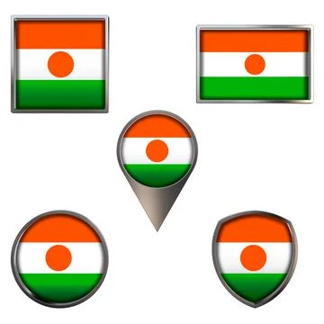 Flags of the Niger Icons set image Stock Illustration