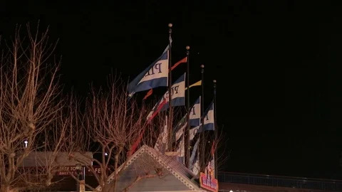 Flags in the Night 스톡 동영상 100157692