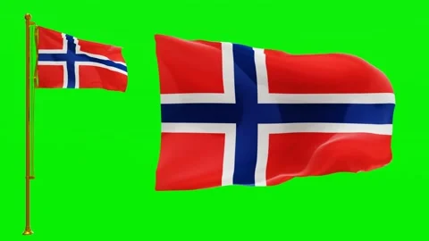 Flags of Norway with Green Screen Chroma Key High Quality 4K UHD 60FPS Stock Footage 143383262