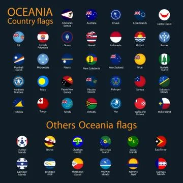 Flags of Oceania, all countries in original colors. Stock Illustration