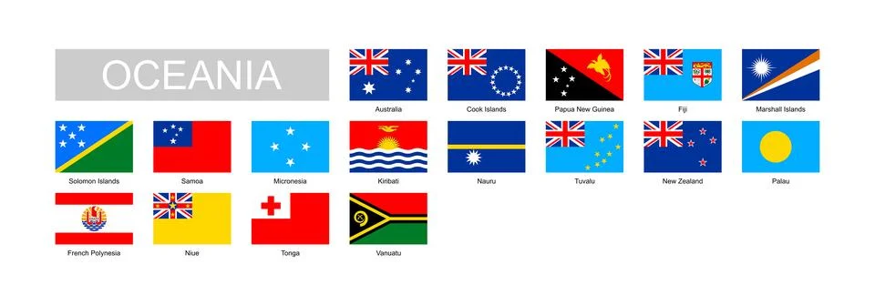 Flags of Oceania Stock Illustration