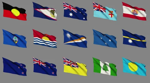Flags of Oceania (Part 1 of 2) Video stock 39687024