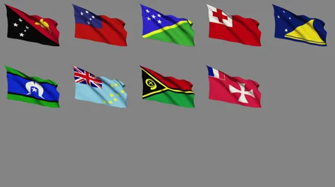Flags of Oceania (Part 2 of 2) Stock Footage 39682545