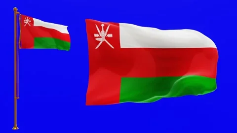 Flags of Oman with Green Screen Chroma Key High Quality 4K UHD 60FPS Stock Footage 143383298