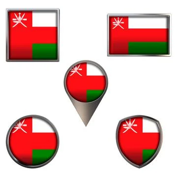 Flags of the Oman Icons set image Illustrazione stock