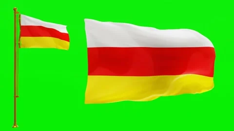 Flags of Ossetia with Green Screen Chroma Key High Quality 4K UHD 60FPS Stock Footage 144209978