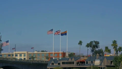 Flags over the Water Stock Footage 124628289