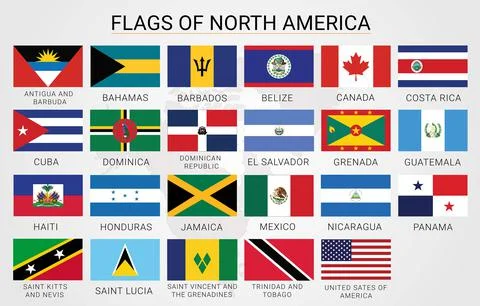 Flags pack of North America. Vector illustration of Central America flags Stock Illustration