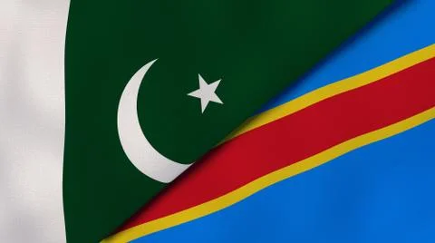 The flags of Pakistan and DR Congo. News, reportage, business background. 3d  Stock Illustration