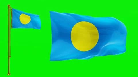 Flags of Palau with Green Screen Chroma Key High Quality 4K UHD 60FPS Stock Footage 143383331