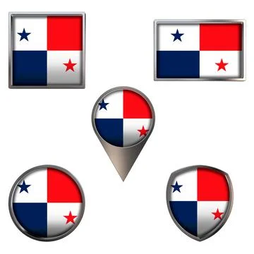 Flags of the Panama Icons set image Stock Illustration