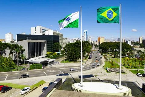 Flags of Parana (left side), state located in the southern region of Brazil Stock Photos